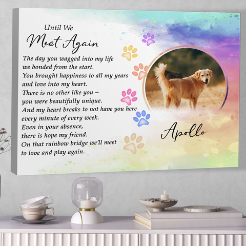 Image of Personalized Pet Memorial Photo Canvas, Until We Meet Again Dog Cat Canvas, Dog Sympathy Gifts, Memorial Pet Photo Gift