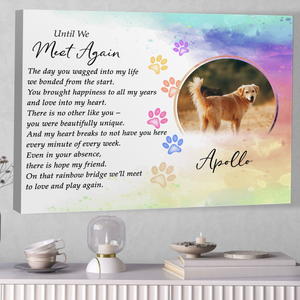Personalized Pet Memorial Photo Canvas, Until We Meet Again Dog Cat Canvas, Dog Sympathy Gifts, Memorial Pet Photo Gift