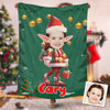 Personalized Christmas Elf Custom Photo Blanket, Girl Elf Christmas Blanket, Christmas Baby Blanket, Girl Elf Blanket, Christmas Gift