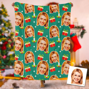 Personalized Girl Christmas Custom Photo Blanket, Girl Christmas Blanket, Face On Blanket, Christmas Theme Blanket, Christmas Gift