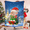 Personalized Christmas Elf Custom Photo Blanket, Santa Elf Blanket, Christmas Baby Blanket, Boy Elf Blanket, Christmas Theme Blanket, Christmas Gift