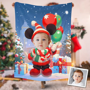 Personalized Boy Christmas Custom Photo Blanket, Boy Christmas Gift Blanket, Baby Boy Blanket, Christmas Gift Blanket, Christmas Gift