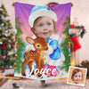 Personalized Christmas Blue Coat Baby Custom Photo Blanket, Girl Blue Coat Blanket, Baby Christmas Blanket, Christmas Gift