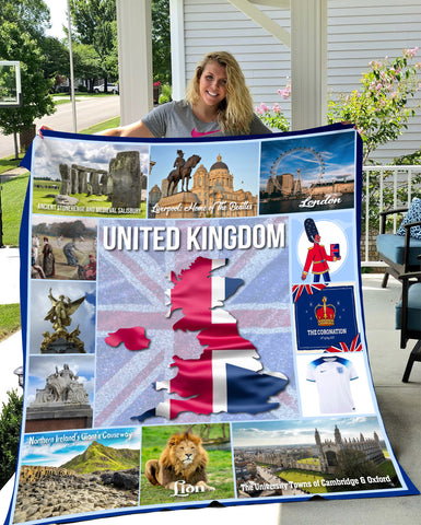 Image of Personalized United Kingdom UK Custom Blanket, Minky Blanket, Fleece Blanket, Sherpa Blanket, Gift for Mom, Dad