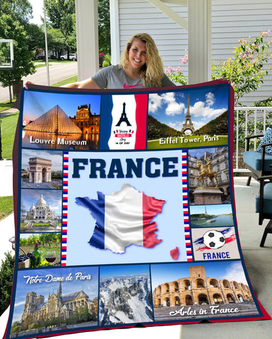 Image of Personalized FRANCE Custom Blanket, Minky Blanket, Fleece Blanket, Sherpa Blanket, Gift for Mom, for Her