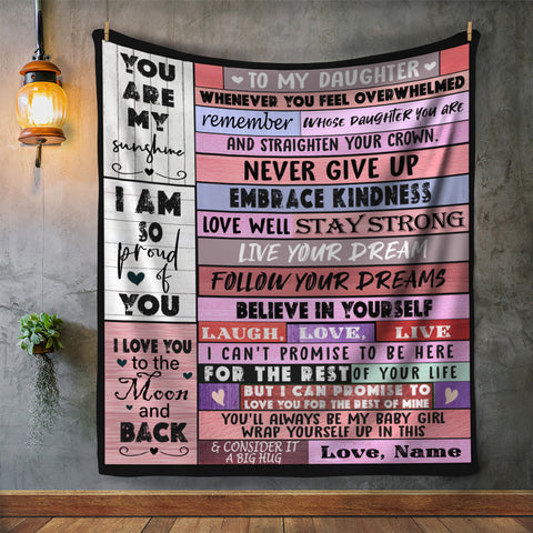 Image of Personalized To My Daughter Blanket, Custom Name Blanket, Daughter Blanket, Message Blanket, Birthday Gift Blanket, Gift For Daughter