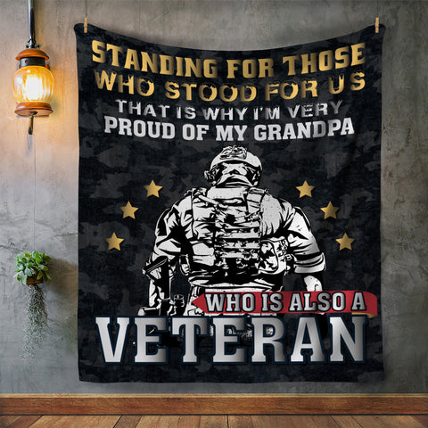 Image of Personalized Veteran Blanket, Custom US Veteran Blanket, Message Blanket, Blanket for Veterans, Veteran Dad Gift
