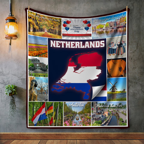 Image of Personalized NETHERLANDS Custom Blanket, Minky Blanket, Fleece Blanket, Sherpa Blanket, Gift for Mom, for Her