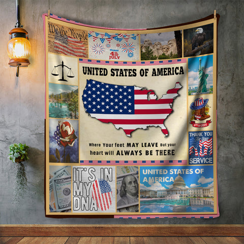 Image of Personalized USA Custom Blanket, Minky Blanket, Fleece Blanket, Sherpa Blanket, Throw Blanket, Gift for Mom Dad Her Him Kids, Christmas Gift