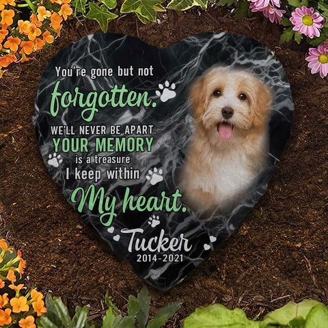 Image of Personalized Pet Memorial Stone With Photo, "You're Gone But Not Forgotten" Dog Cat Grave Stone, Pet Headstone Custom Gifts