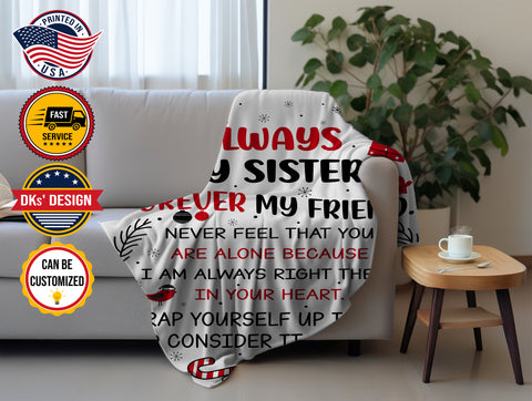 Image of Personalized Christmas Blanket, Custom Sister Christmas Blanket, To My Sister Blanket, Message Blanket, Blanket For Sister, Christmas Gift