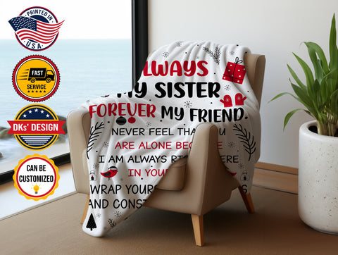 Image of Personalized Christmas Blanket, Custom Sister Christmas Blanket, To My Sister Blanket, Message Blanket, Blanket For Sister, Christmas Gift