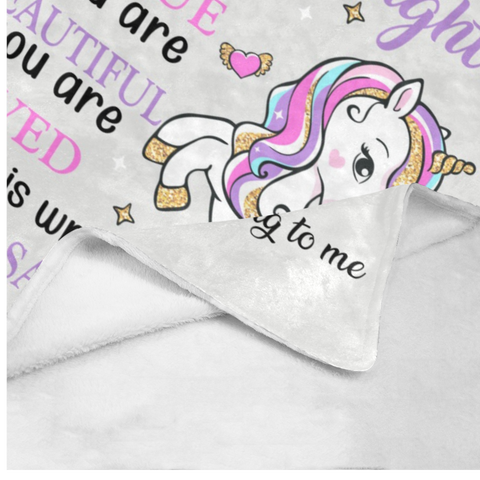 Image of Personalized Unicorn Granddaughter Blanket, Custom Name Blanket, To My Granddaughter Blanket, Message Blanket, Granddaughter Gift