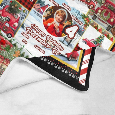 Image of Personalized Birthday Blanket, Custom Baby Blanket, 7th Birthday Christmas Blanket, Baby Christmas Blanket, 7th For Boy Blanket, Christmas Gift