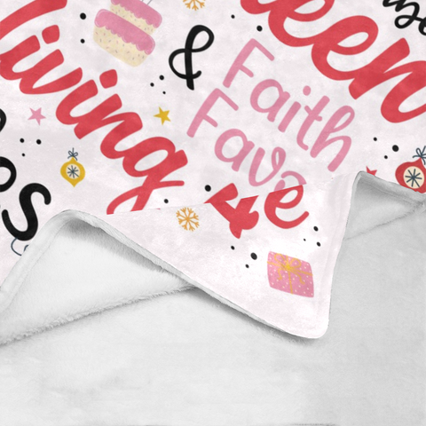 Image of Personalized Christmas Blanket, Custom Baby Pink Christmas Blanket, December Girl Blanket, Christmas Girl Blanket, Birthday Christmas Gift