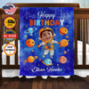 Personalized Birthday Astronaut Blanket, Custom Baby Boy Blanket, Space Baby Blanket, Toddler Baby Boy Outer Space Astronaut Blanket, Birthday Gift