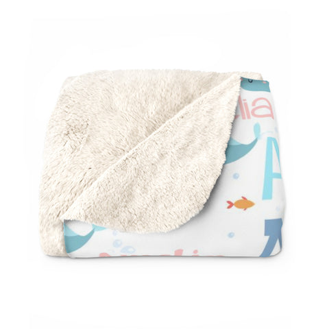 Image of Personalized Baby Blanket, Custom Sea Animals Girl Blanket,Ocean Animals Blanket, Ocean Baby Blanket, The Sea Nursery Blanket, Baby Shower Gift