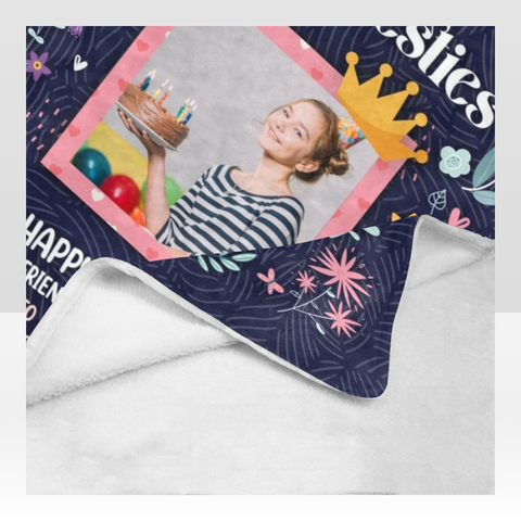 Image of Personalized Besties Blanket, Custom Bestie Birthday Blanket, To My Bestie Blanket, Message Blanket, Best Friend Blanket, Birthday Gift