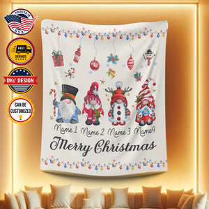 Personalized Christmas Blanket, Custom Gnome Family Christmas Blanket, Family Name Blanket, Gnome Blanket, Christmas Gifts