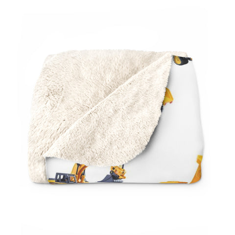 Image of Personalized Construction Vehicle Blanket, Custom Baby Work Vehicles Blanket, Boy Blanket, Tractor Kids Blanket, Construction Trucks Blanket