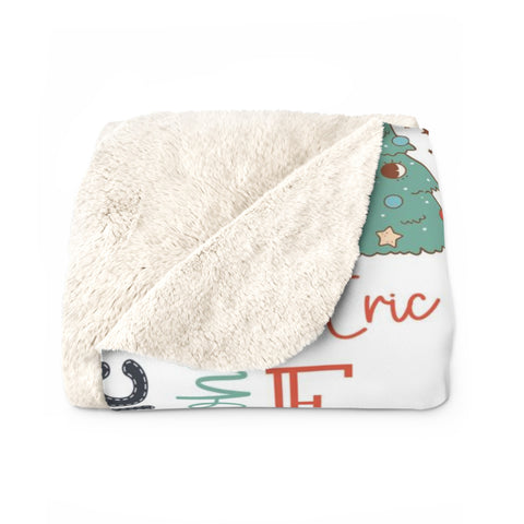Image of Personalized Christmas Baby Name Pattern Blanket, Custom Baby Christmas Blanket, Reindeer Hot Chocolate Blanket, Baby Shower Gift, Christmas Gift