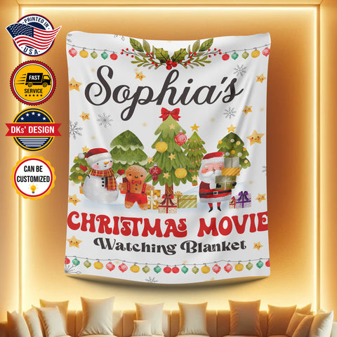 Image of Personalized Christmas Blanket, Custom Baby Christmas Movie Watching Blanket, Baby Christmas Blanket, Baby Shower Gift