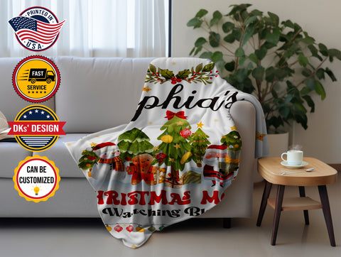 Image of Personalized Christmas Blanket, Custom Baby Christmas Movie Watching Blanket, Baby Christmas Blanket, Baby Shower Gift