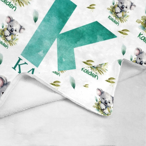 Image of Personalized Koala Baby Blanket, Custom Name Blanket, Koala Bear Baby Blanket, Koala Blanket, Boy Blanket, Baby Shower Gift, Christmas Gifts