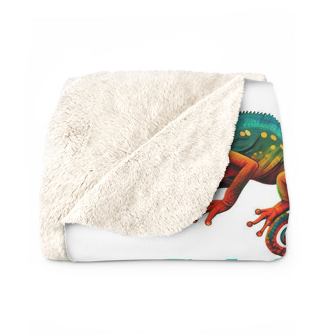 Image of Personalized Chameleon Boy Blanket, Custom Chameleon Baby Blanket, Initial Blanket, Chameleon Lover Blanket, Lizard Blanket, Baby Animals Blanket