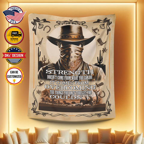 Image of Personalized Cowboy Blanket, Custom Wild West Cowboy Blanket, Western Cowboy Blanket, Message Blanket, Cowboy Gift