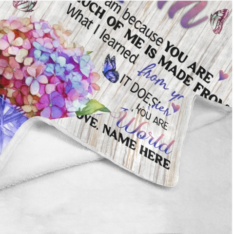 Image of Personalized Hydrangea Mom Blanket, Custom To My Mom Blanket, Message Blanket, Hydrangea Blanket For Mom, Mother's Day Gift