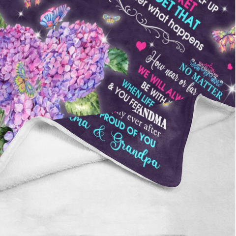 Image of Personalized Granddaughter Blanket, Custom Name Blanket, Hydrangea To My Granddaughter Blanket, Message Blanket, Granddaughter Gift
