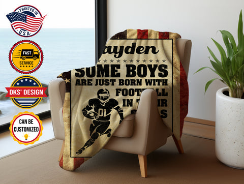 Image of Personalized Football Blanket, Custom Son American Football Blanket, To My Son Blanket, Football Lovers Blanket, Message Blanket, Sport Blanket