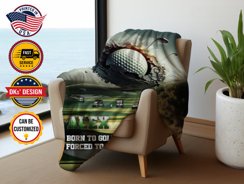 Image of Personalized Sport Golf Blanket, Custom Golf Blanket, Golfing Blanket, Born To Golf Blanket, Goft Baby Blanket, Sport Blanket, Golf Lovers Gift