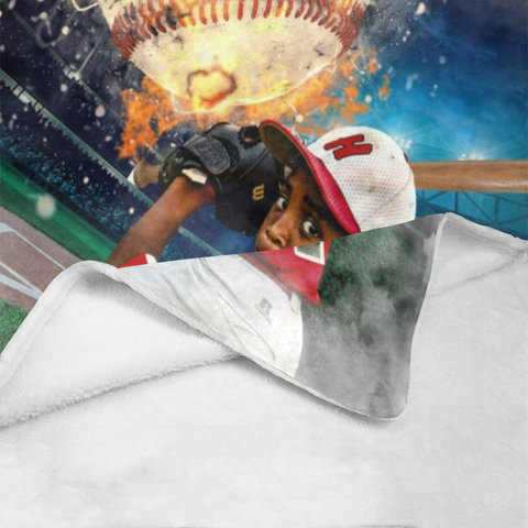 Image of Personalized Baseball Blanket, Custom Baseball Son Blanket, Baseball Boys Blanket, Sport Blanket, Baseball Player Photo Blanket, Gift for Son