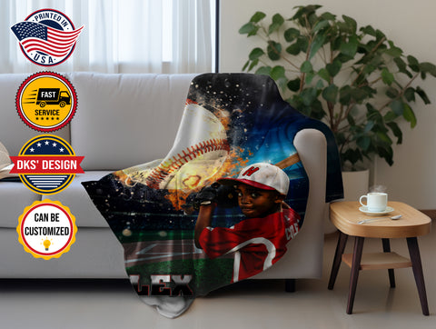Image of Personalized Baseball Blanket, Custom Baseball Son Blanket, Baseball Boys Blanket, Sport Blanket, Baseball Player Photo Blanket, Gift for Son