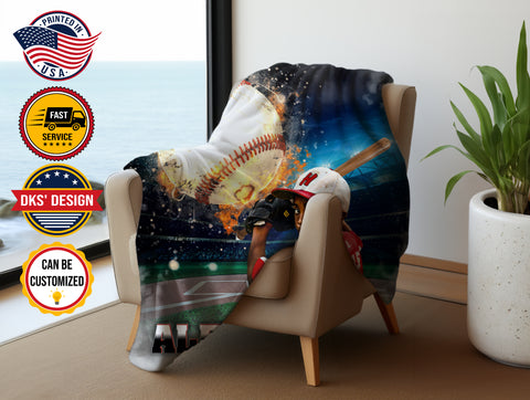 Image of Personalized Baseball Blanket, Custom Baseball Son Blanket, Baseball Boys Blanket, Sport Blanket, Baseball Player Photo Blanket, Gift for Son