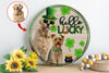 Personalized Pet Photo Door Hanger, "Hello Lucky" Two Dogs Cats Round Wooden Sign