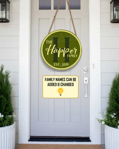 Personalized Door Hanger, Welcome Initial Family Name Round Sign, Custom Family Name Sign, Door Sign