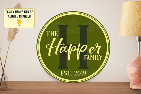 Image of Personalized Door Hanger, Welcome Initial Family Name Round Sign, Custom Family Name Sign, Door Sign