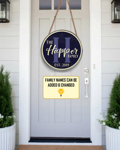 Personalized Door Hanger, Welcome Initial Family Name Round Sign, Custom Family Name Sign, Door Sign