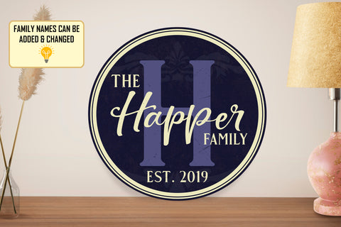 Image of Personalized Door Hanger, Welcome Initial Family Name Round Sign, Custom Family Name Sign, Door Sign