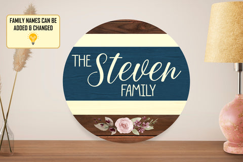 Image of Personalized Door Hanger, Welcome Initial Family Name Round Sign, Custom Family Name Sign, Door Sign