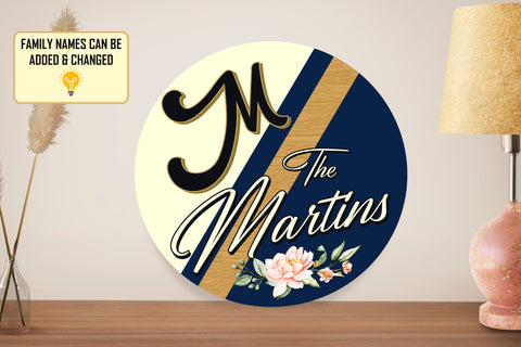 Image of Personalized Door Hanger, Welcome Initial Family Name Round Sign, Custom Family Name Sign, Door Sign