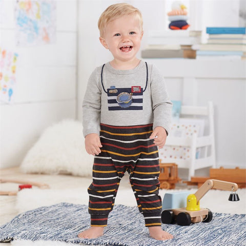 Image of Mud Pie Baby Boy Holiday Monogram ME Oh Snaps Convertible Gown