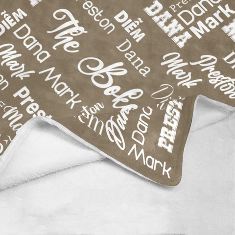 Image of Personalized Family Custom Name Brown Blanket, Family Blanket, Personalize Blanket, Birthday Blanket, Message Blanket, Gift For Family