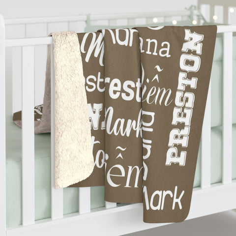 Image of Personalized Family Custom Name Brown Blanket, Family Blanket, Personalize Blanket, Birthday Blanket, Message Blanket, Gift For Family