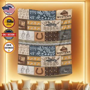 Personalized Cowboy Blanket, Western Life Is A Rodeo Custom Name Blanket, Blanket for Cowboy, Birthday Blanket, Christmas Gifts for Boy
