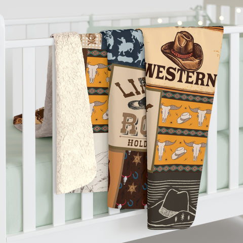 Image of Personalized Cowboy Blanket, Western Life Is A Rodeo Custom Name Blanket, Blanket for Cowboy, Birthday Blanket, Christmas Gifts for Boy