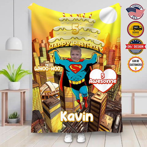 Image of Personalized Superhero Son Birthday Custom Name, Age and Image Blanket, Son Blanket, Message Blanket, Gift For Son for Boy, Birthday Gifts